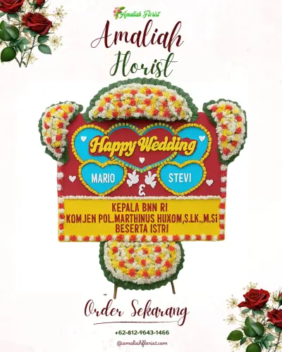Karangan Papan Bunga Pernikahan di Selamalofo